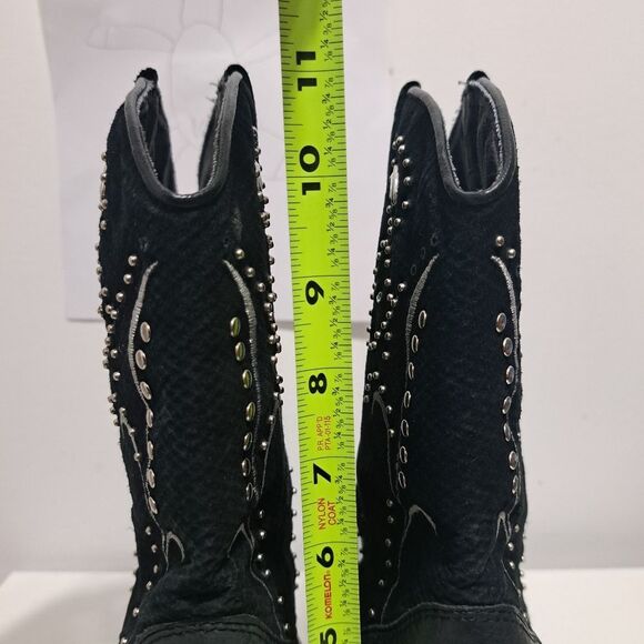 Dingo Ava Embroidered Studs Western Moto Boho Goth Leather Boots Size 9 Black - Picture 13 of 15